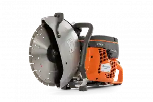 Ein orangener Husqvarna Benzin Trennschleifer zum Mieten von Take my Tool